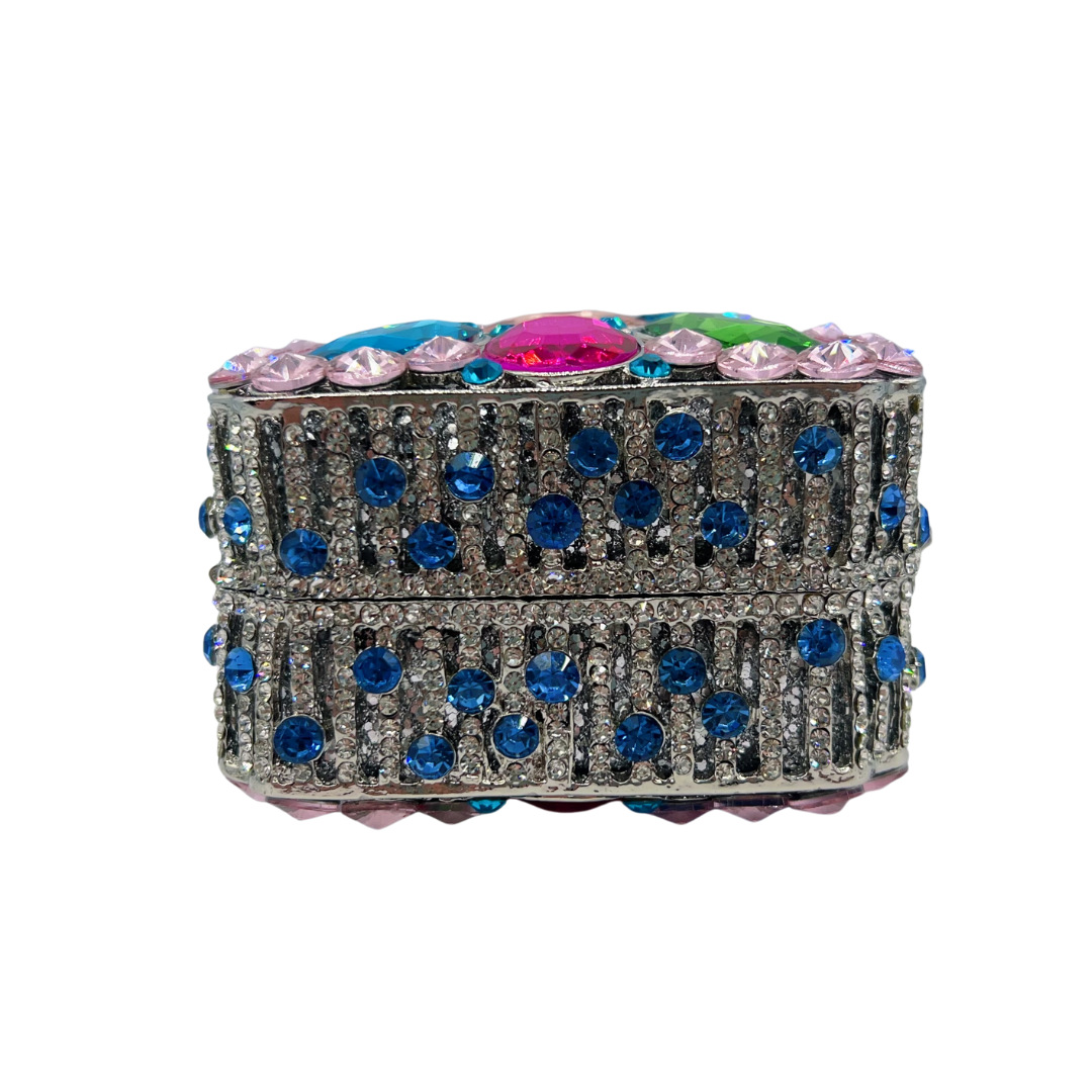 Túi clutch nữ hộp vuông nhỏ đính pha lê kim cương giả dự tiệc — Bạc, Màu sắc, màu xanh lá cây, Tùy chỉnh các màu khác chi tiết 3