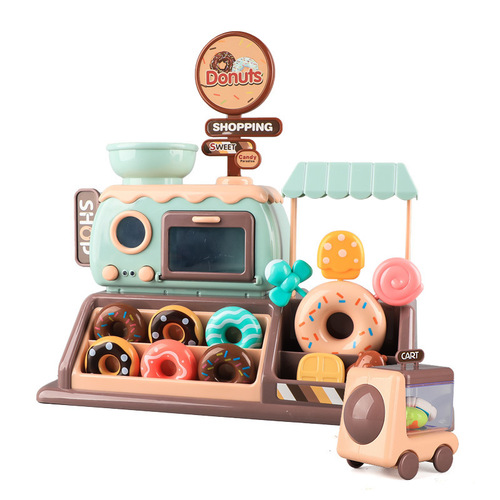 Children's candy ice cream sale donut shop supermarket boys and girls oven kitchen dining car toys play house