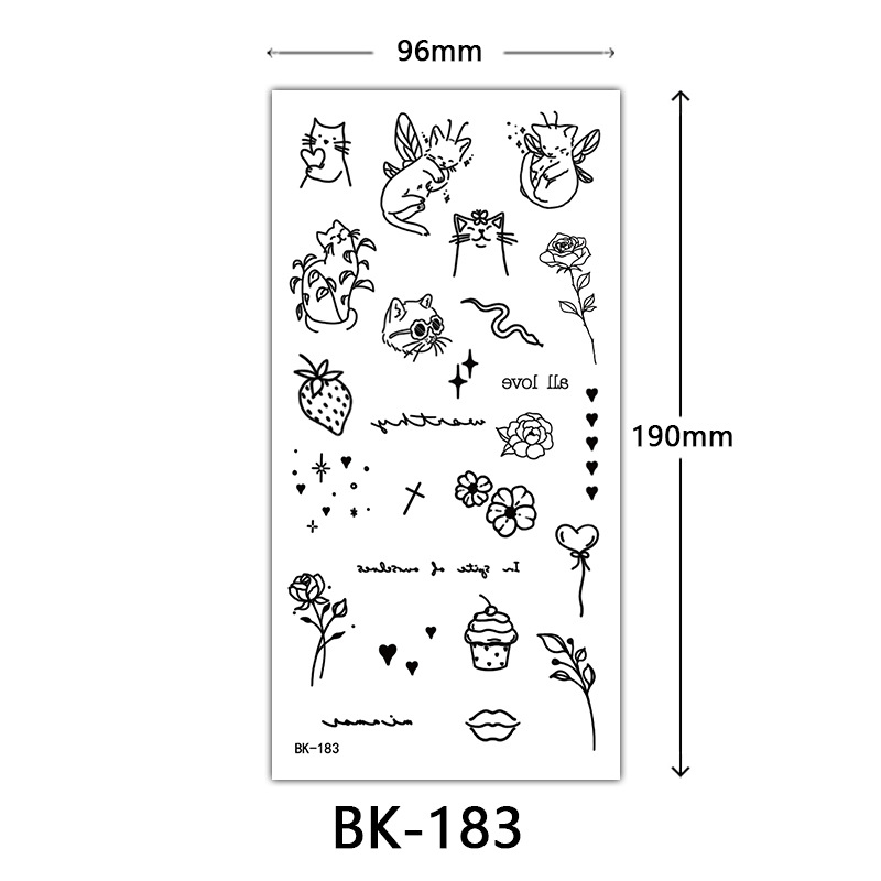 Tatuaje Temporal de Flores Boceto de Papel de Transferencia al Agua, Impresión por Transferencia de Agua, para Cuerpo image 189