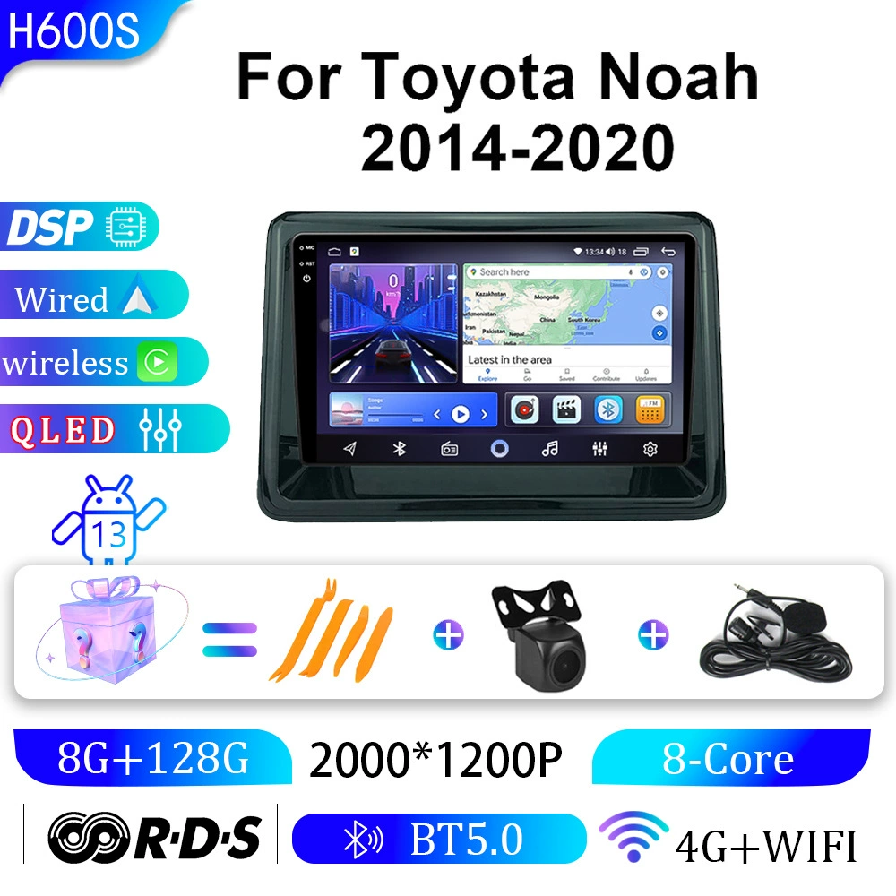 Подходит для Toyota Noah (2014–2020), Android, крупноэкранный мультимедийный блок с камерой заднего вида, GPS-навигация «всё в одном»