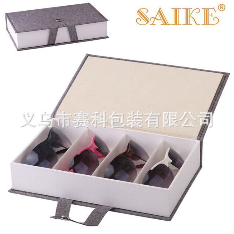 供应批发便携式书形4位眼镜收纳盒4位墨镜太阳镜眼镜展示收藏盒子