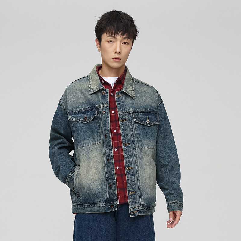 Vintage Trendy High Street Men's Denim Jacket 2025 New Versatile Popular Loose Pilot Coat Men's Clothing