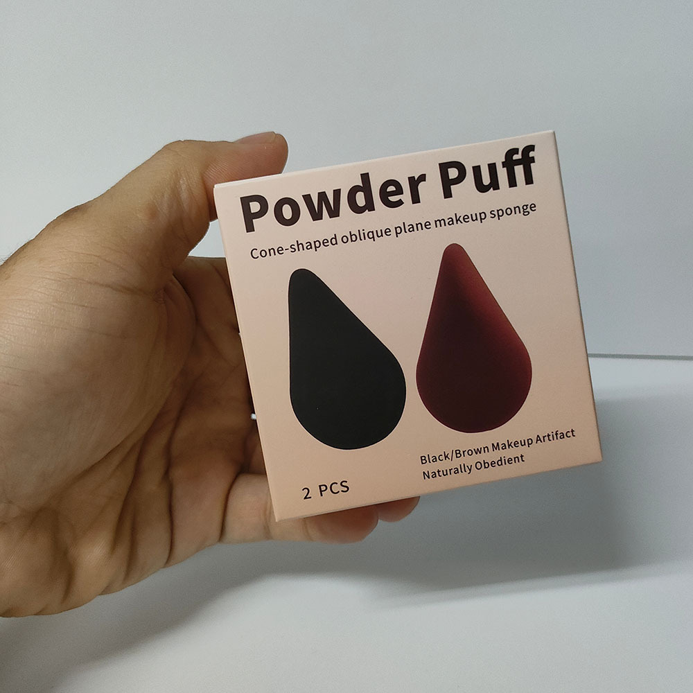 Huevo de maquillaje de belleza, soplo de maquillaje, negro clásico, variedad de formas, maquillaje de forma especial, huevo, herramienta de goteo de corte oblicuo sin látex