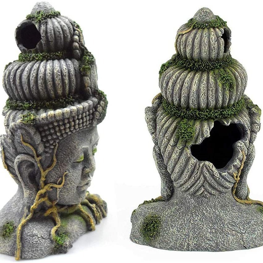 Crawler caja acuario decoración ornamental Fish Tank paisaje resina artesanía simulación Bodhisattva Buda templo