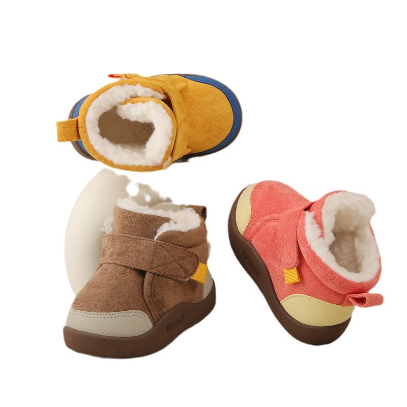 Scarpine invernali per bambini, con suola morbida, antiscivolo, foderate in pile, in cotone, per bambine e ragazzi_voghion.com