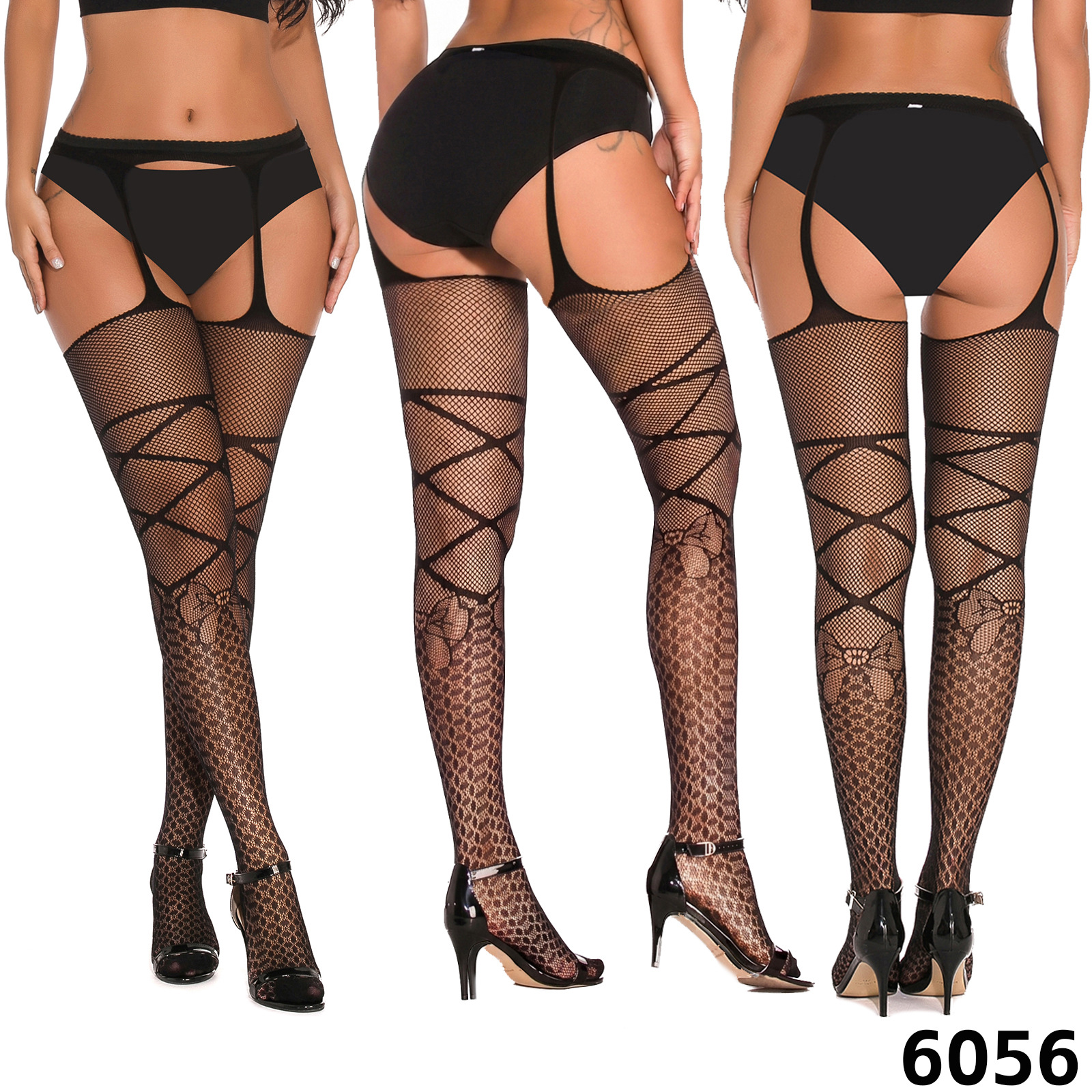 Comercio exterior punto de malla delgada calcetines Jacquard pie hueco sexy encaje amor calcetines de malla de calcetines