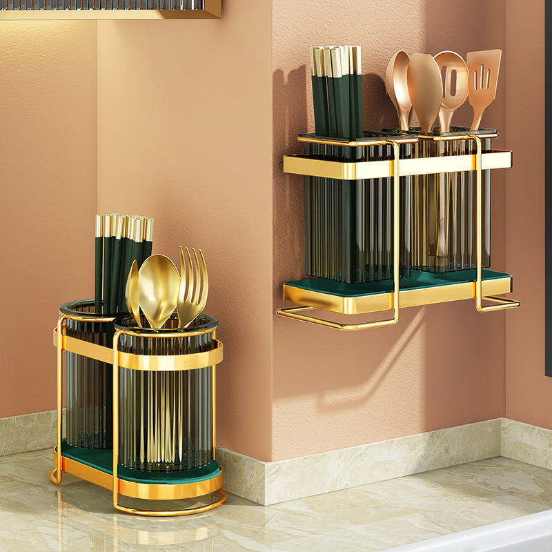 Cuchillo y tenedor estante palillos titular encimera de hierro colgante de pared cocina drenaje almacenamiento rack palillos cesta vajilla cesta palillos jaula