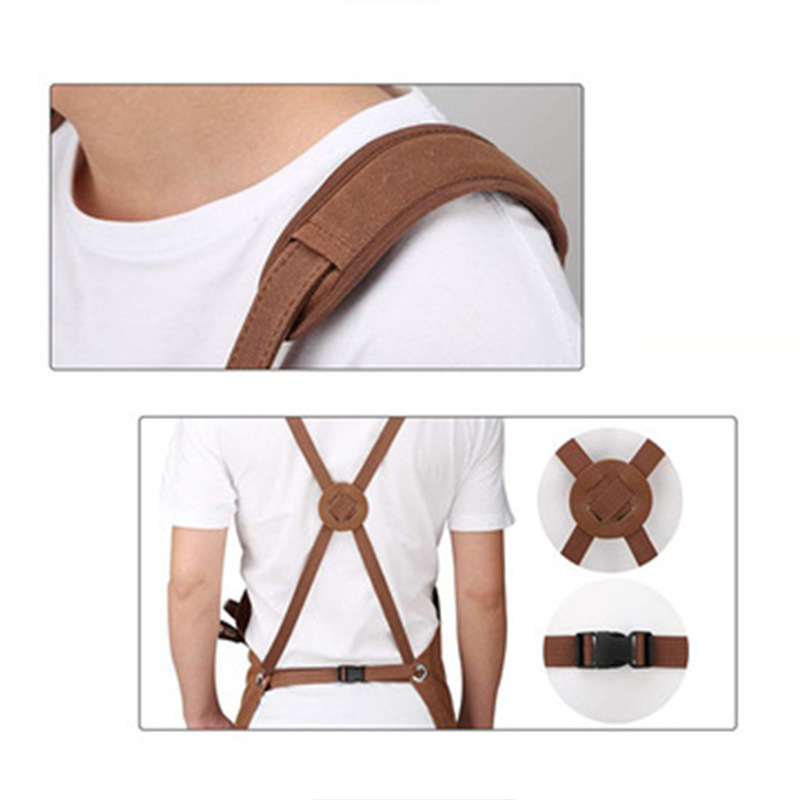 Comercio exterior delantal de lona gruesa logotipo personalizado tienda de hornear leche té cafetería peluquería jardinería delantal al por mayor personalizado