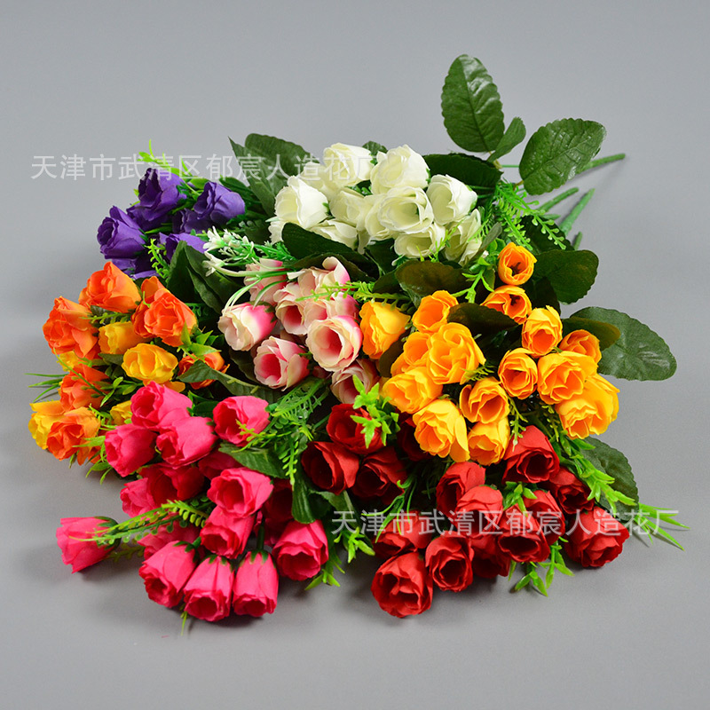 Ramo de rosas artificiales, flores artificiales, 18 coronas de tulipanes, arreglos florales, proyecto de jardinería, flores para decoración de centros comerciales