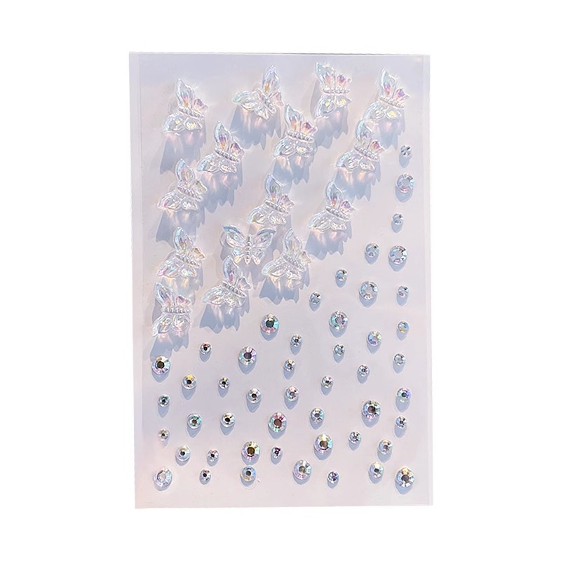 Children's Stage Performance Face Decorations Pearl Shell Butterfly Rhinestone Face Makeup Self-Adhesive Glue-Free Stickers