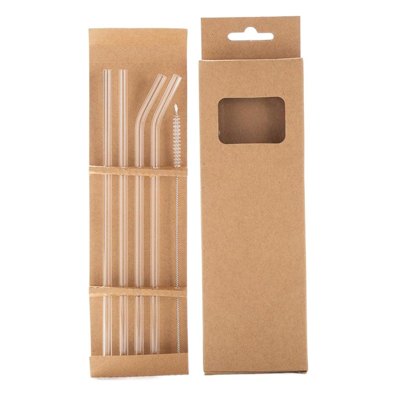 Pajitas de vidrio transparente de borosilicato alto de 6 mm, juego de pajitas de vidrio compatibles con vasos Stanley, para venta transfronteriza