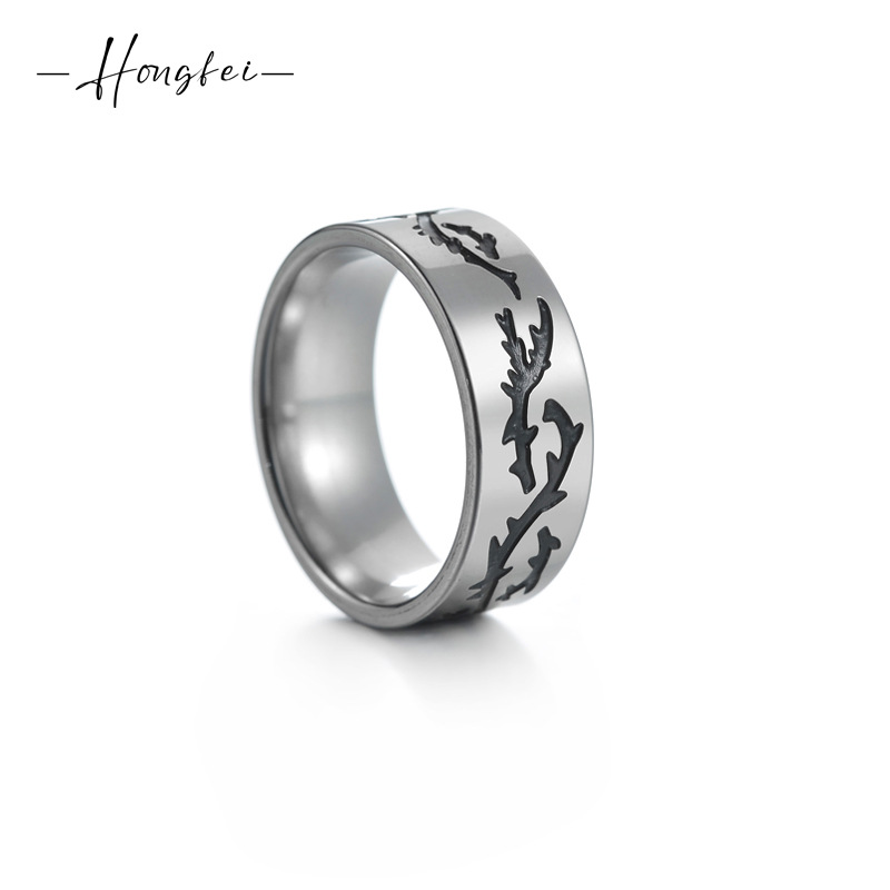 Retro brand small design ring stainless steel