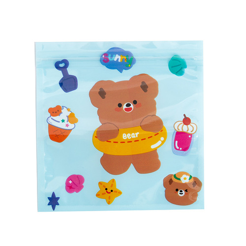 Korean cute snack seal bag girl heart bear biscuit candy small storage packaging bag candy bag