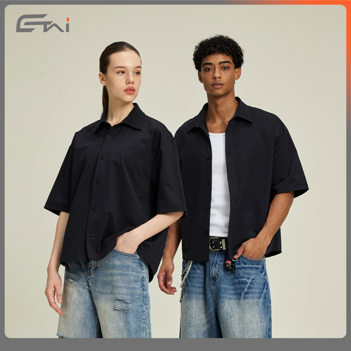 ETAI para hombre | Camisa de manga corta con rebeca de solapa de alta calidad transfronteriza Camisa boxy de alta calidad tejida de imitación de marca de moda