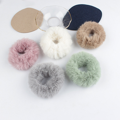 Korean-style new candy-colored fluffy hair tie imitation rabbit hair cord soft girl twin-tail hairband fur hair accessory for women