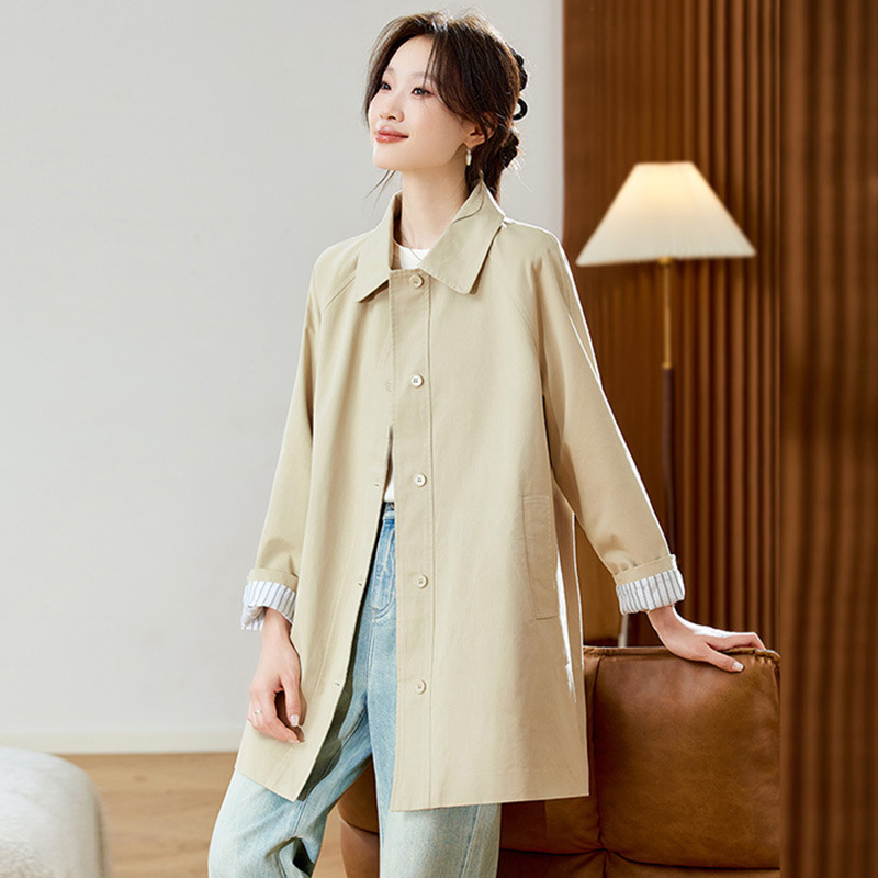 Mid-Length Windbreaker Cardigan Jacket for Women Spring & Fall 2025 New Loose Lazy Style High-End Casual Jacket Top