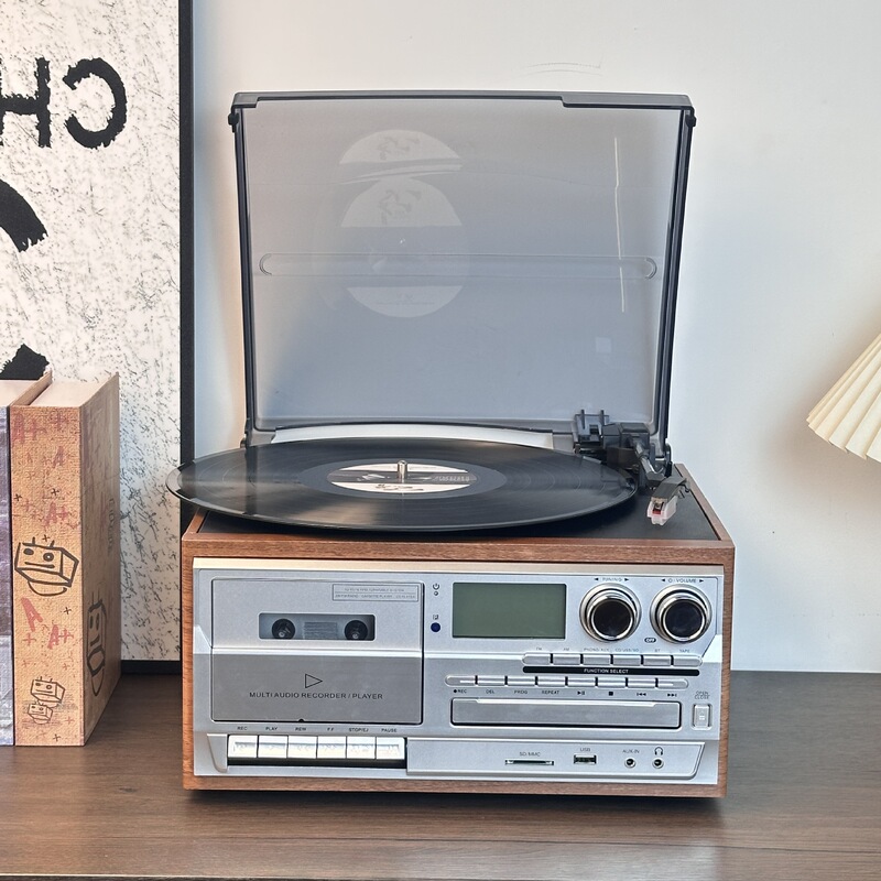 レトロビニールレコードプレーヤー CD プレーヤー昔ながらのテーププレーヤー FMAM ラジオデスクトップ Bluetooth スピーカーアマゾン外国貿易|undefined