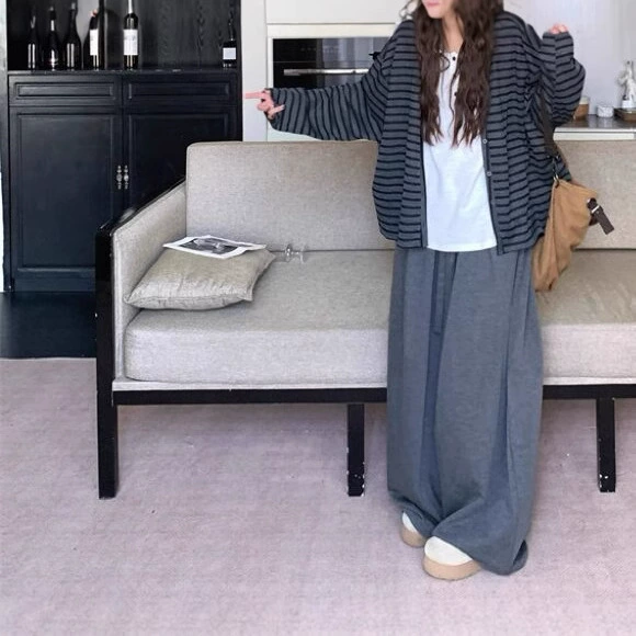 Cute long-sleeve, autumn jacket, trousers, oversize