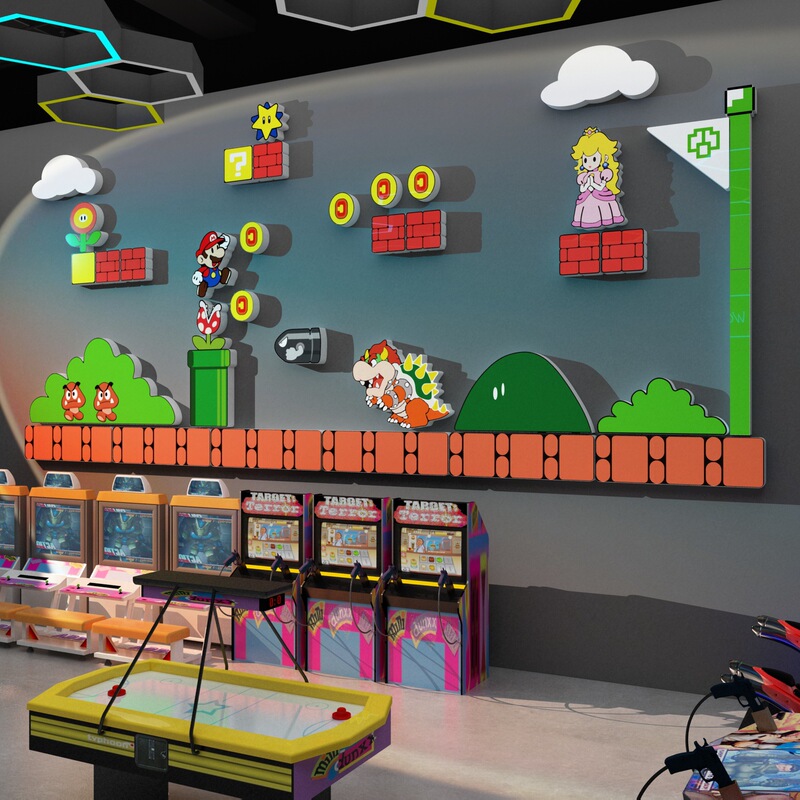 Internet Celebrity E-Sports Room Decoration Mario Arcade Setup Wall Stickers Internet Cafe Game Posters and Decorations