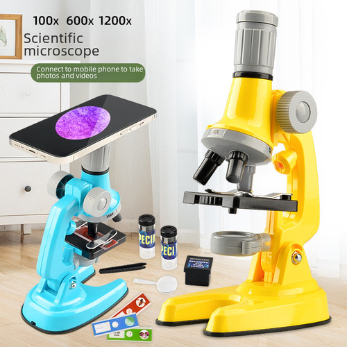 Cross-border Children's STEM Science Microscope Calibration 1200x Biological Education Science Kit Elementary School Student Experiment Tool Toy