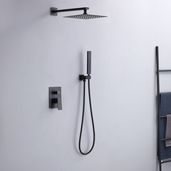 Outlet black hidden shower set with hot and cold wall-mounted ceiling shower head hotel bathroom mixing valve
