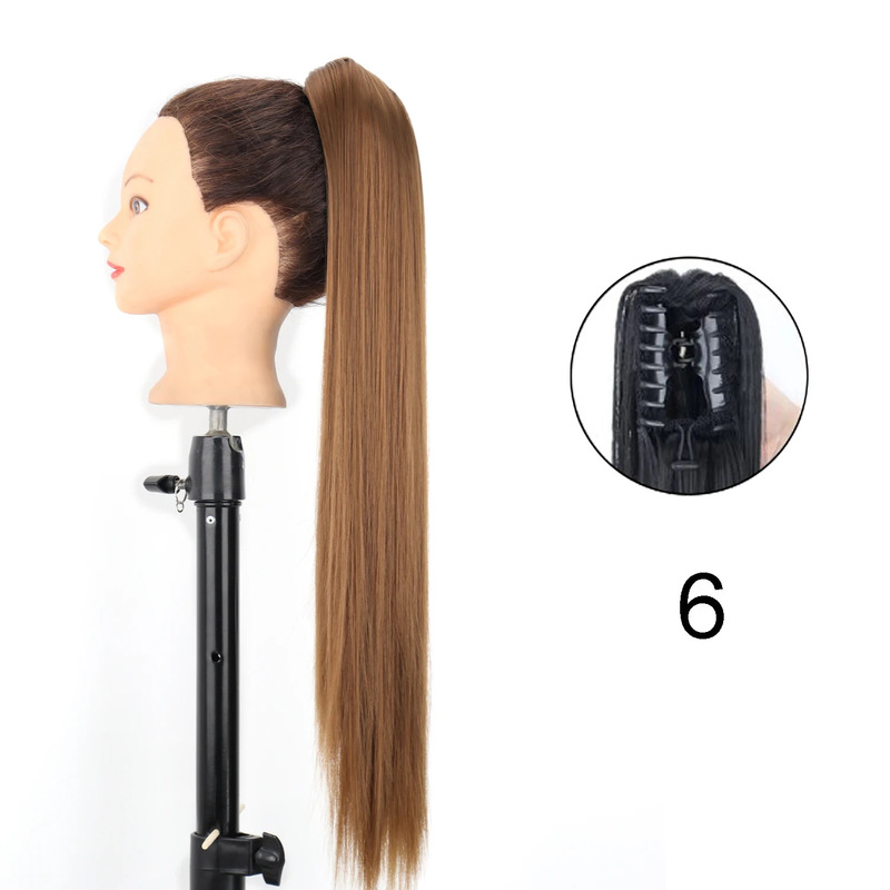 22inch 爪クリップストレートヘアポニーテール化学繊維かつら女性ロングストレートふわふわハイポニーテール|undefined