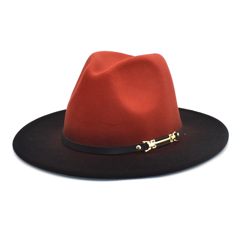 Unisex Fashion Color Block Gradient Color Flat Eaves Fedora Hat display picture 3