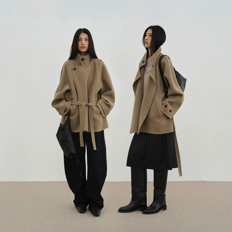 | Autumn-Winter Classic Relaxed Collection | Goat wool French double-faced wool coat 26 new model stand-up collar trench coat | Autumn-Winter Classic Relaxed Collection | Goat wool French double-faced wool coat 26 new model stand-up collar trench coat