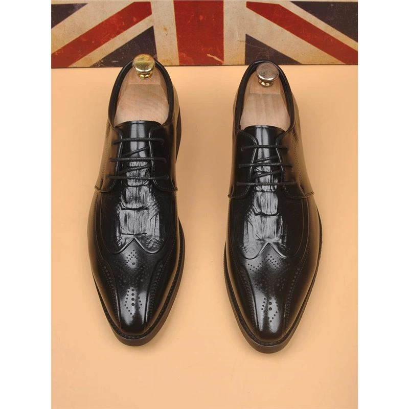 Новый стиль бизнес-подлинная дышащая повседневная кожаная обувь мужская блок резной наконечник мужской джентльмен офисная обувь