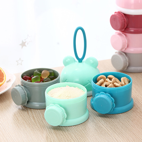 Cartoon baby milk powder box portable portable sealed moisture-proof rice noodle food storage tank large capacity divided into compartments