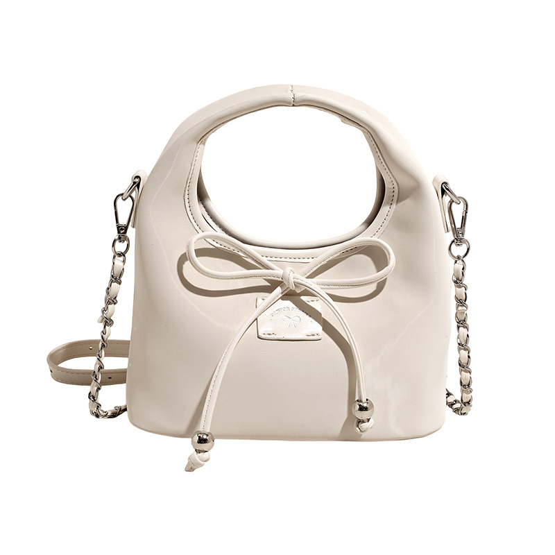 Bolso de moda coreano 2025 nuevo bolso de cadena bolso de hombro con textura esmerilada bolso de mensajero con lazo lindo