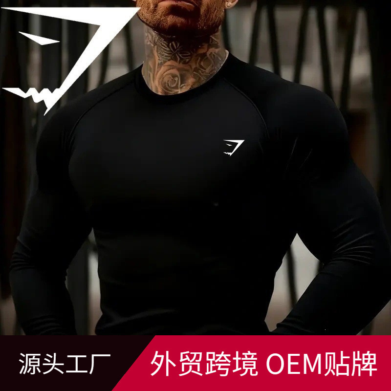 Gymshark Fitness Tops for Men, Casual and Versatile Running Quick-Dry Breathable Compression Long-Sleeve T-Shirt, Popular Model Gymshark Fitness Tops for Men, Casual and Versatile Running Quick-Dry Breathable Compression Long-Sleeve T-Shirt, Popular Model