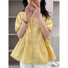 ヌンバイのゆったりしたファッションは半袖のシャツの女性の夏の新型の韓国版の子供のシャツの清新で甘いシャツを合わせます。