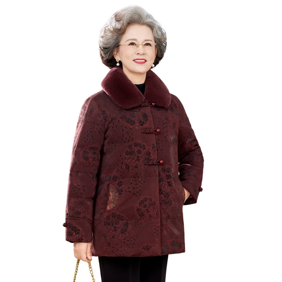 Плюшевая куртка-пуховик для мамы, для среднего возраста, 60 лет, повышенная толщина