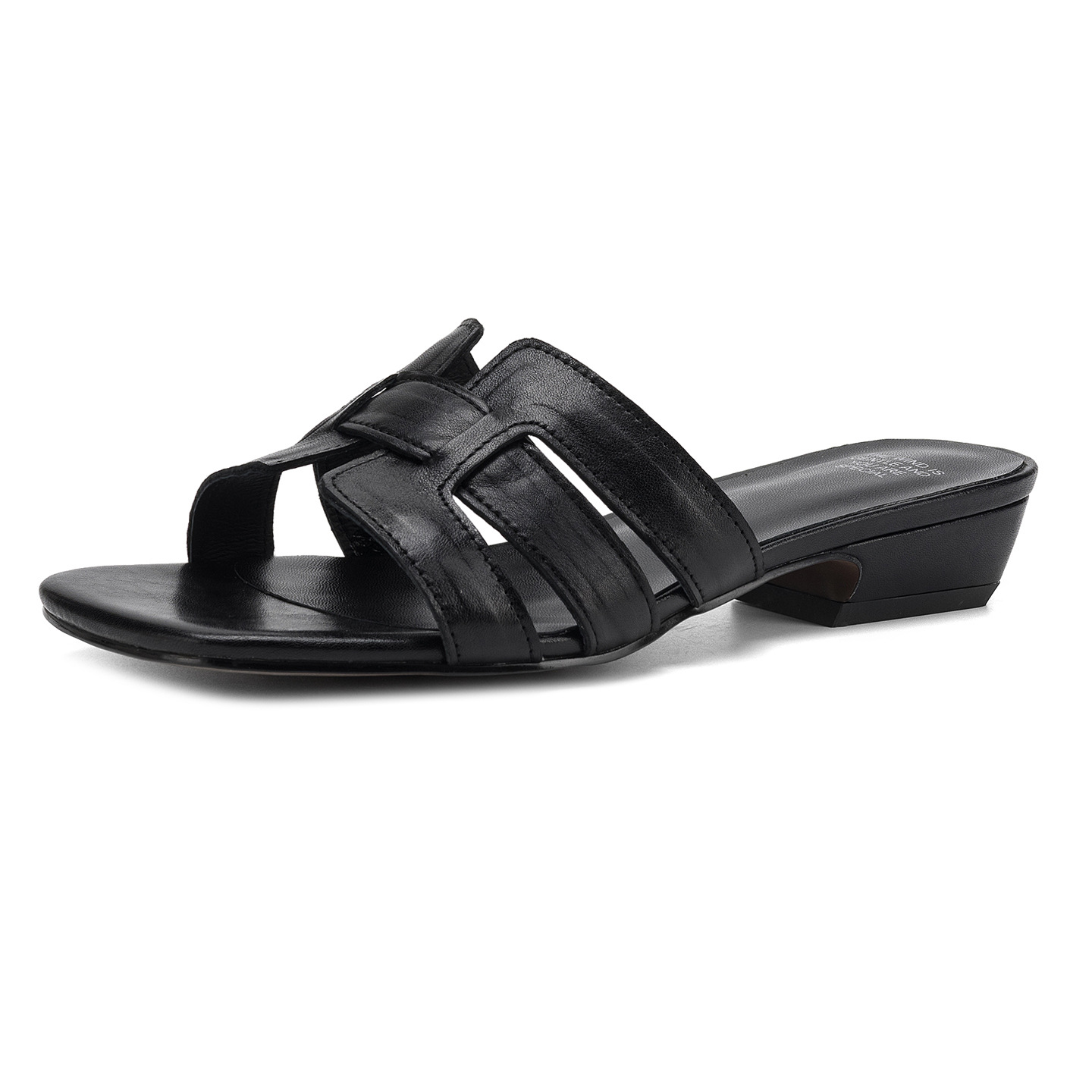 Sandal nữ da bò gót vuông thấp mũi vuông hở ngón phong cách Hàn Quốc — đen chi tiết 26