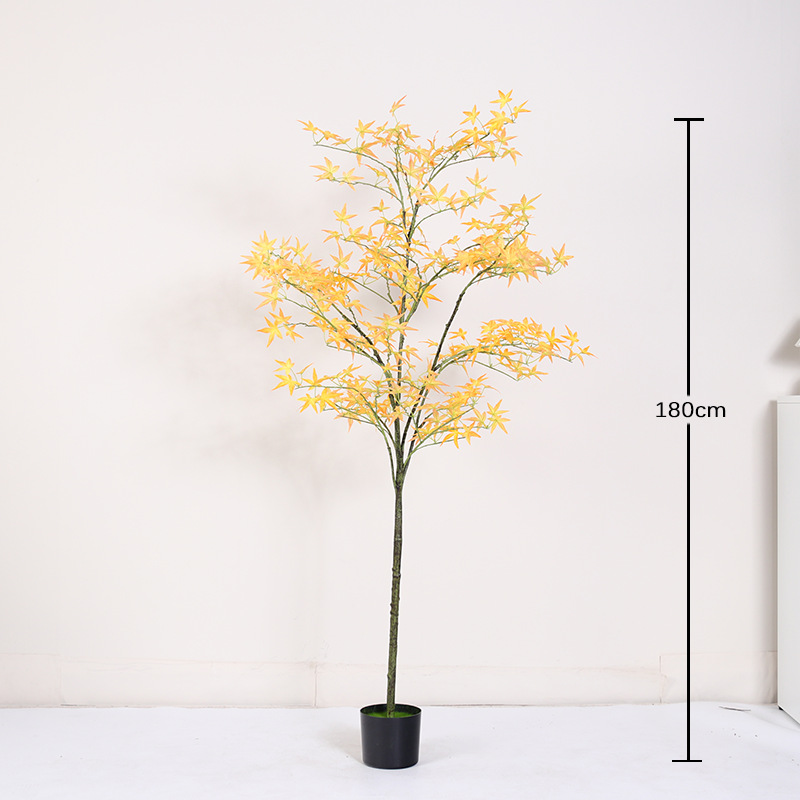 Mini planta en maceta de hoja de arce amarilla convencional de 180cm (viene con una maceta negra)