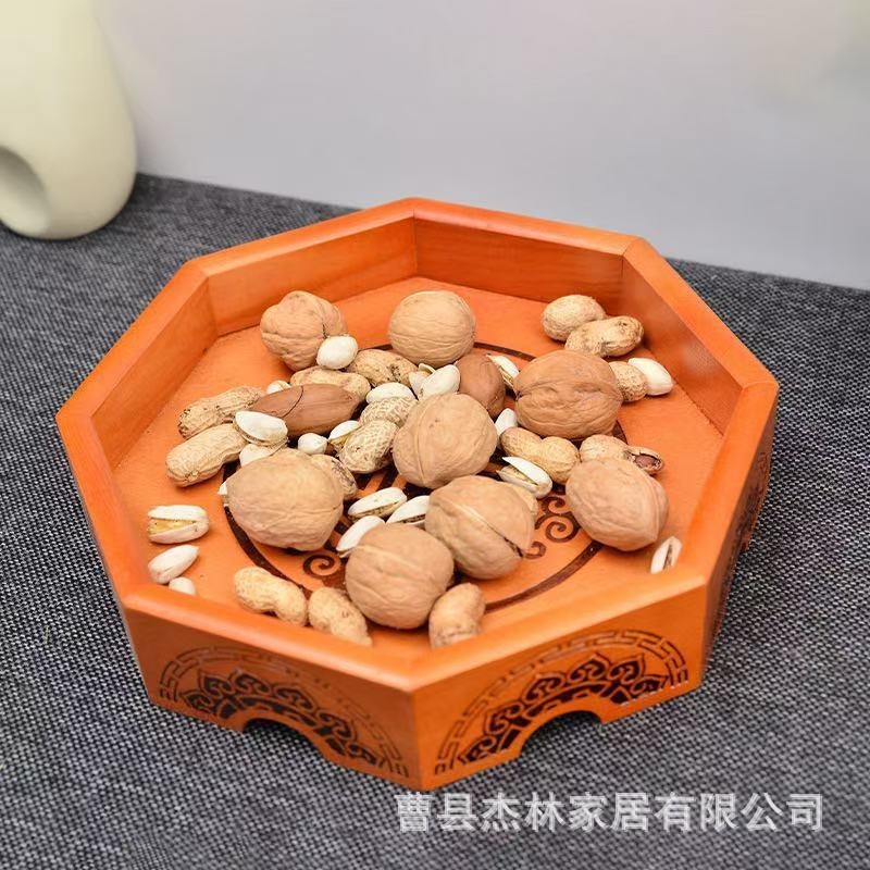 现货木质干果盒四宫格早生贵子收纳盒瓜子糖果盒水果零食盒坚果盒|undefined