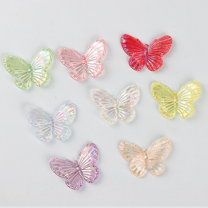 Transparent Colored Light Butterfly Artificial Resin Jewelry Handmade Accessories Materials Hair Accessories Mobile Phone Case Clothing Decoration DIY