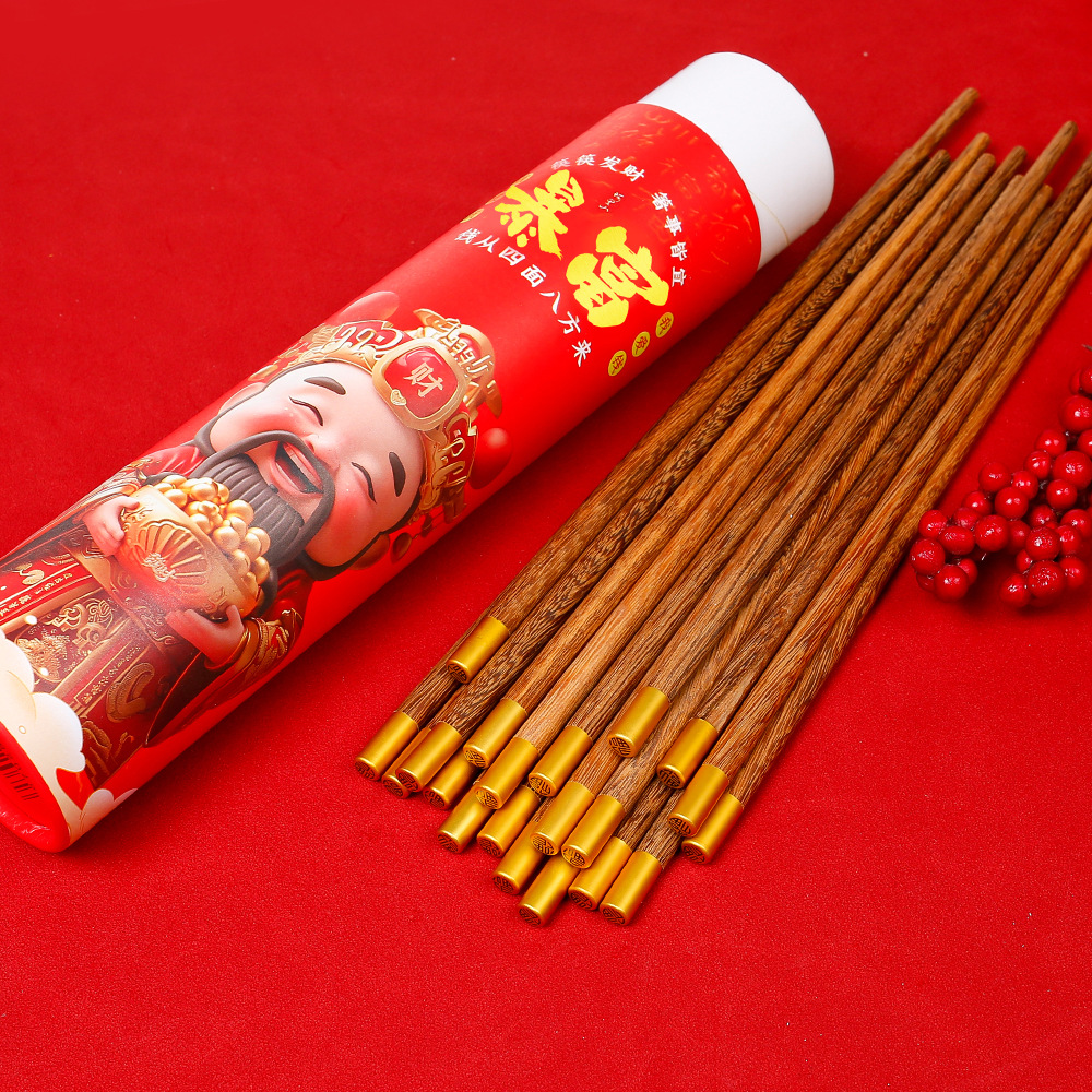 Palillos de regalo de año nuevo Palillos de madera de ala de pollo, caja de regalo, palillos festivos de madera maciza, sin pintura, sin cera, impresión antideslizante LOGO al por mayor