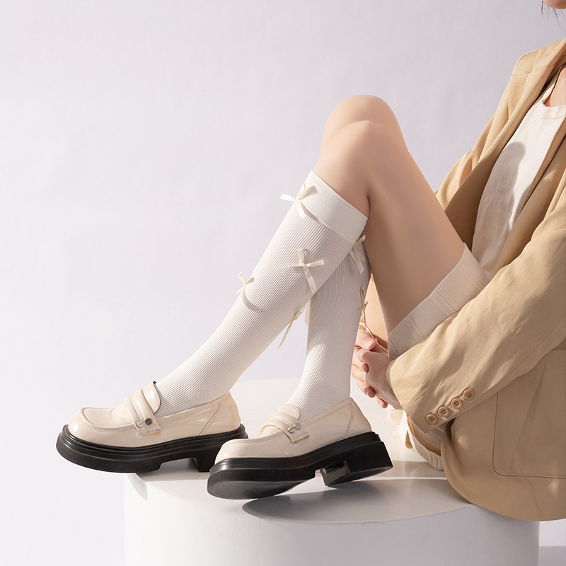 Calcetines de pantorrilla de ballet de primavera y otoño de terciopelo hasta la rodilla arco largo Lolita anchora calcetines de presión roja