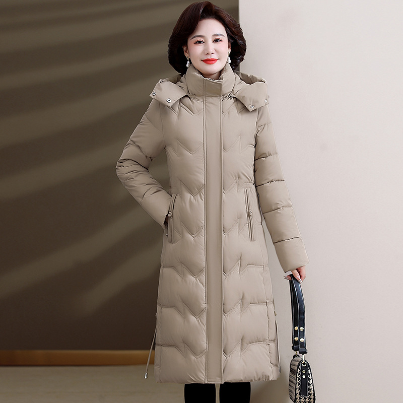 중년 엄마 솜옷 겨울 유럽 상품 대박 중장년 외투 고귀한 기질 허리 걷어 날