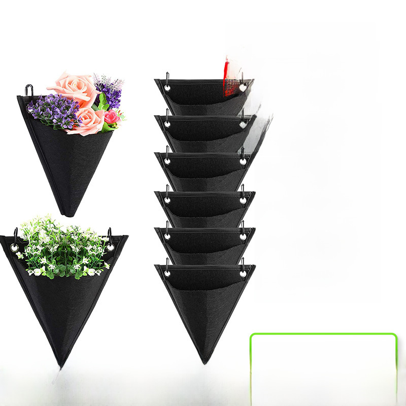 跨境壁掛式多肉植物花盆 三角掛袋家居裝飾園藝花卉容器壁掛花盆