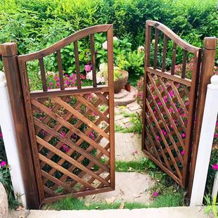 Garden Wooden Door Outdoor Simple Wooden Door Yard Fence Door Double Door Anti-Corrosion Wooden Door Courtyard Door Decorative Door