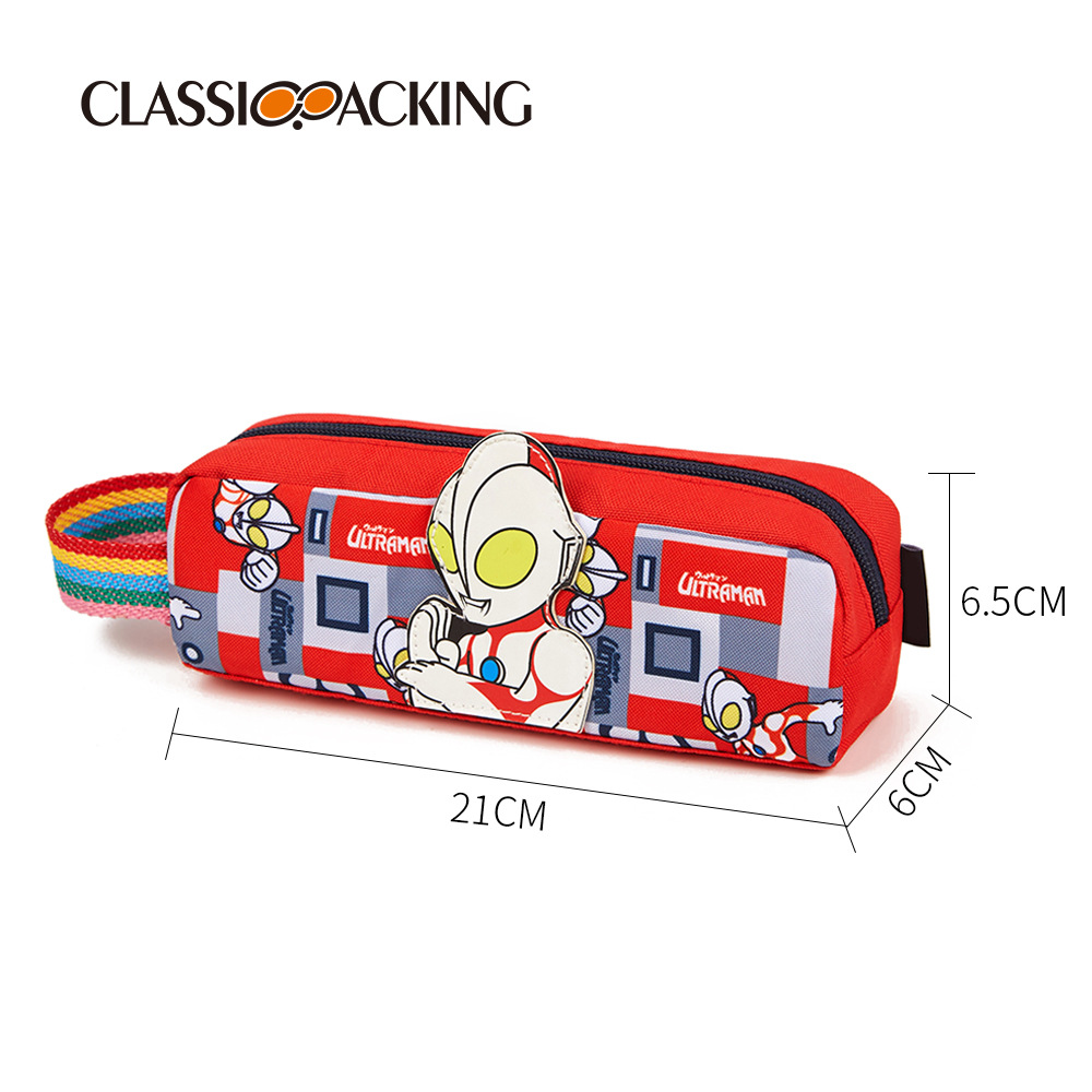 Bolsa de papelería al por mayor de fábrica de dibujos animados Ultraman caja de lápiz de gran capacidad