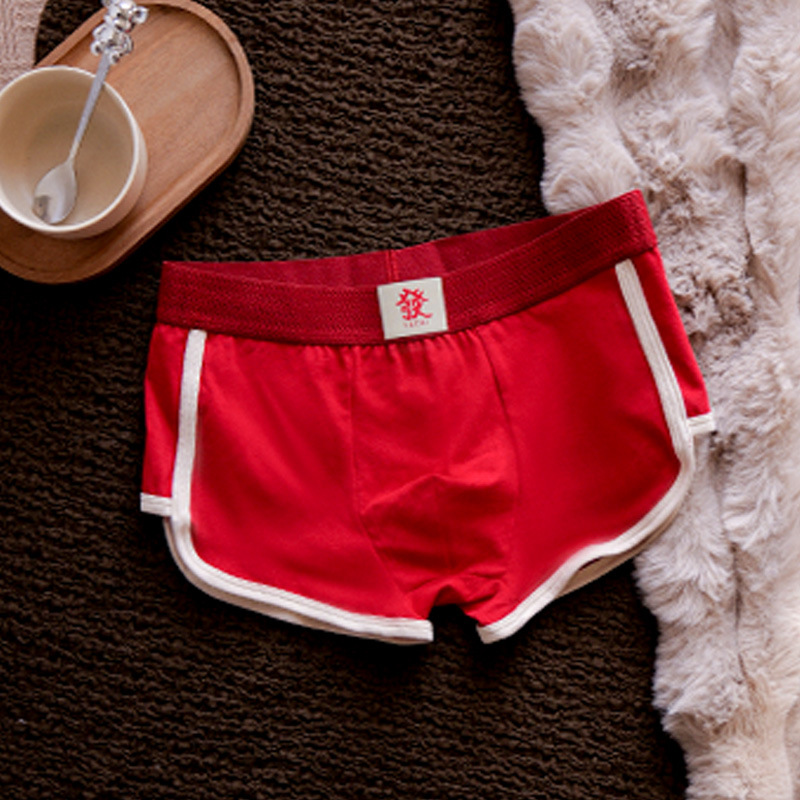 Pantalones interiores de algodón antibacteriano de hombre, pantalones interiores rojas de ángulo plano, pantalones interiores deportivas de alta calidad de hombre, pantalones interiores de hombre