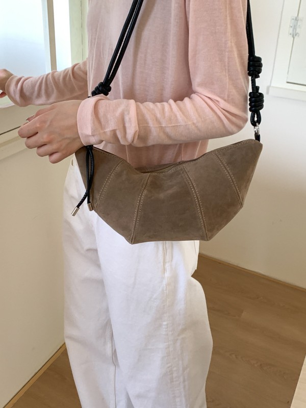 Bolso Bandolera Tipo Dumpling de PU con Costuras para Uso Diario