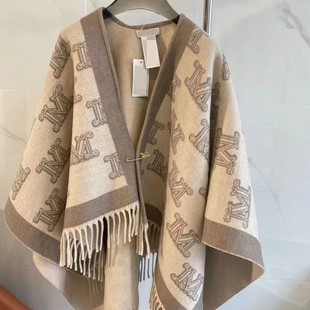 Autumn and Winter New mm Large Double-Sided Wool Slit Cape Popular Travel Warm Shawl Cashmere Cape