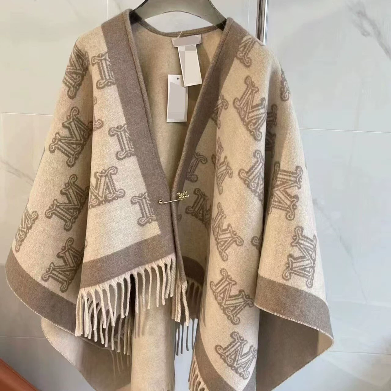 Осенне-зимняя новинка: большой двусторонний шерстяной плащ с разрезом, популярный теплый шаль для путешествий, кашемировый плащ.