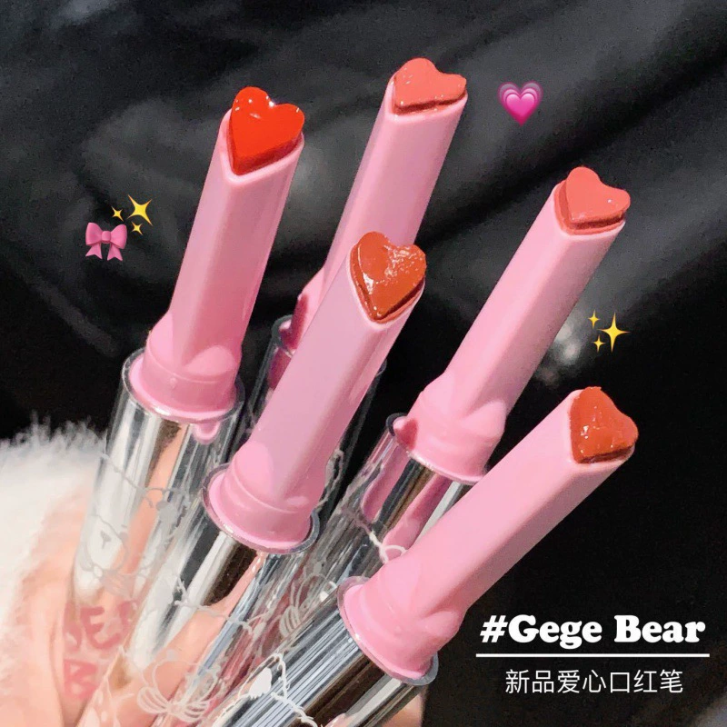Карандаш-помада Gegebear Gogo Little Bear, сердцевидный наконечник, увлажняющая, 2 г (4 оттенка)