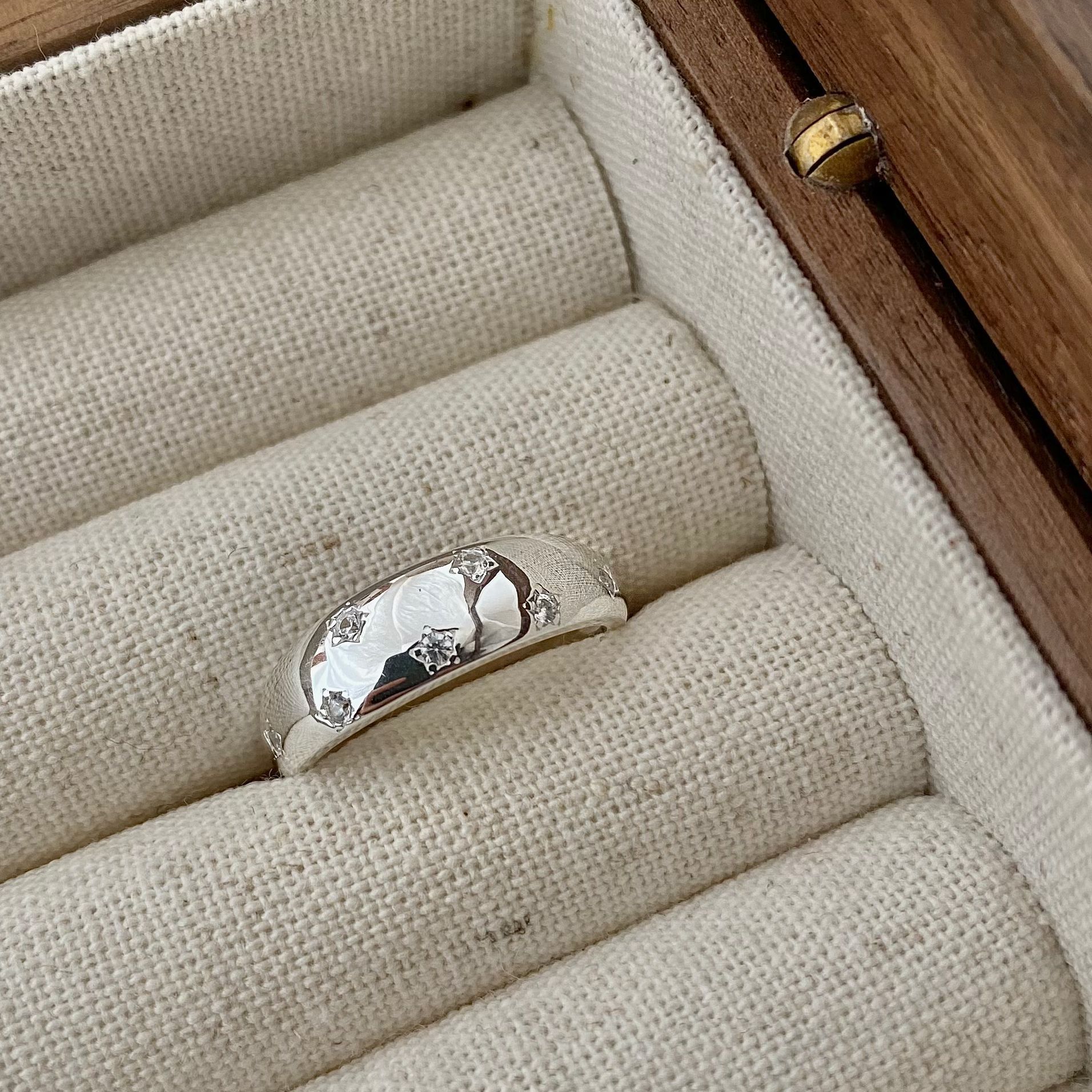 18K Gold Plated Silver Plated 925 Sterling Silver Zircon Geometric Star Adjustable Ring Open Rings Rings display picture 6